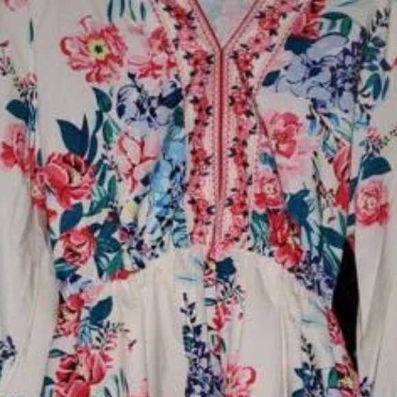 Floral pattern Lantern Sleeve Belted mini Dress - Picture 8 of 8